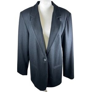 VTG Sag Harbor Black Wool Blazer‎ Jacket Women Plus Size 14 Classic Timeless